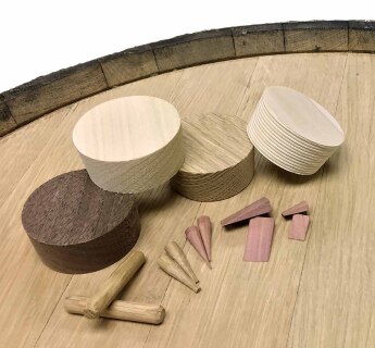wooden cooperage and distilling pieces 